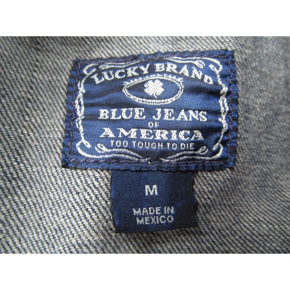 Lucky Brand Blue Jeans of America Denim Trucker Jacket Medium Deerhead 7M11467